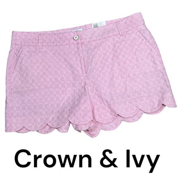 crown & ivy Pants - Crown & Ivy Pink Shelby Shorts Scalloped Hem 4 Inch Inseam Size 16 Stitch Fix